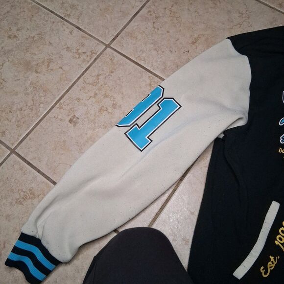 Death Row Records Varsity Letterman Jacket Sz Medium Black/Teal Snoop Dog - Picture 3 of 5